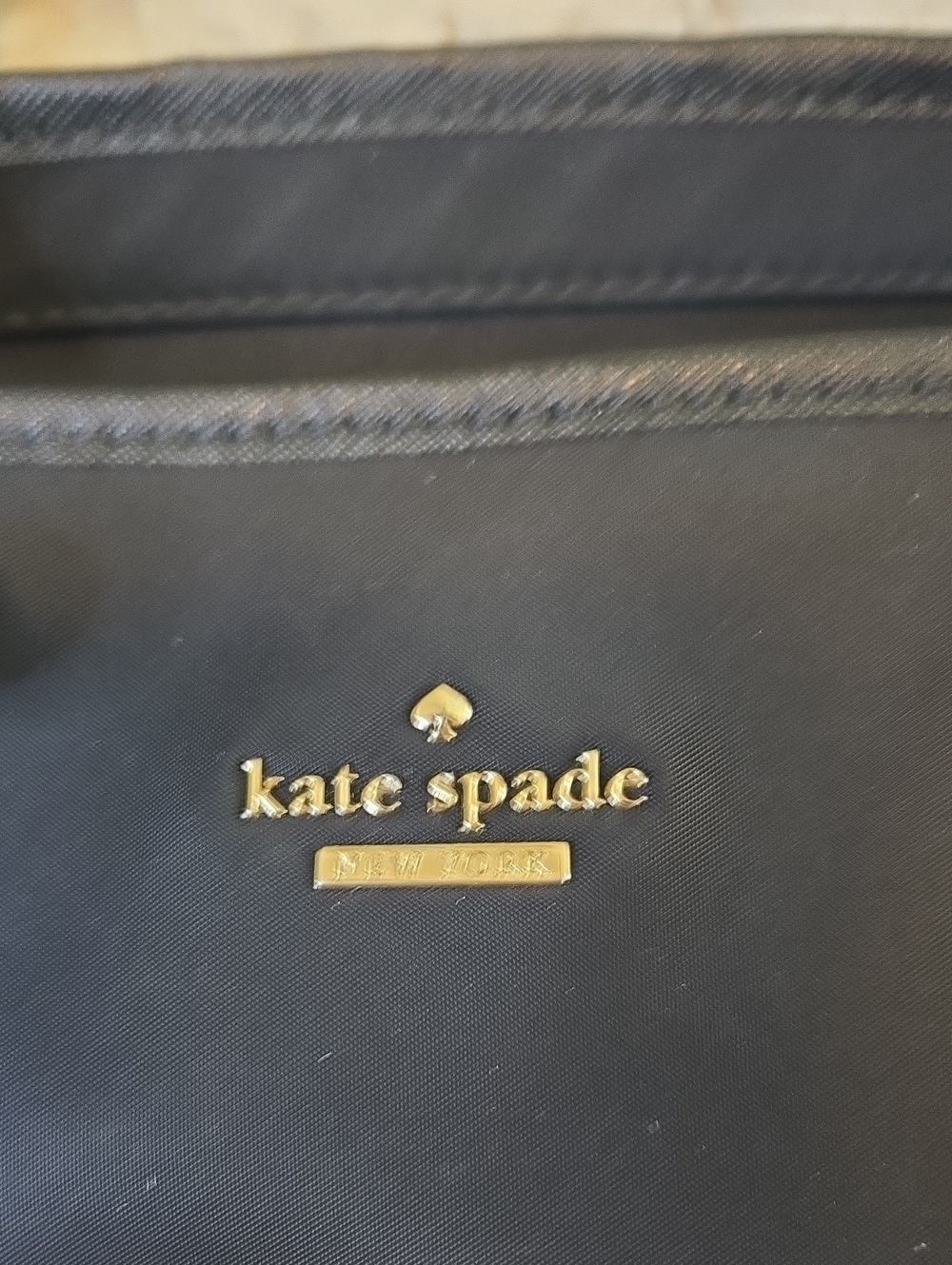 kate spade Black Nylon/ Leather Tote Bag With Added Charm EUC - Picture 2 of 10